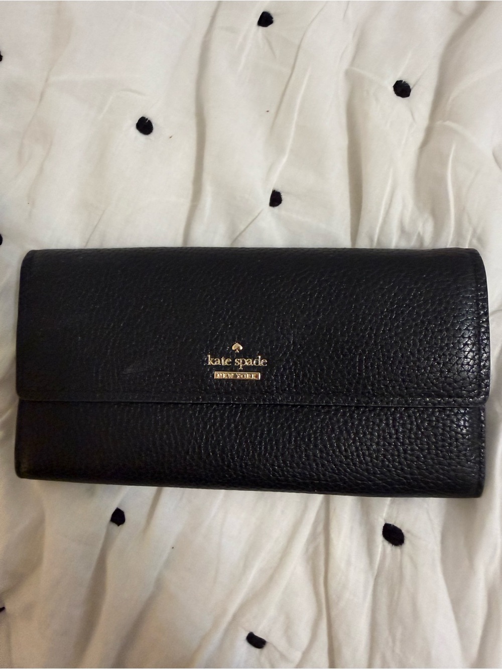 Kate Spade Black Pebbled Leather Continental Wallet